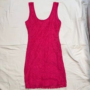 Pink lace body con dress
